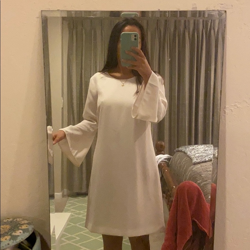 Club Monaco cream bell sleeve dress